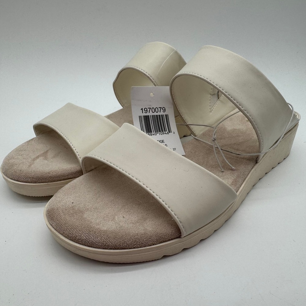 Kensie Endy Comfort Beige Double Strap Slide Sandals Women's Size 10
